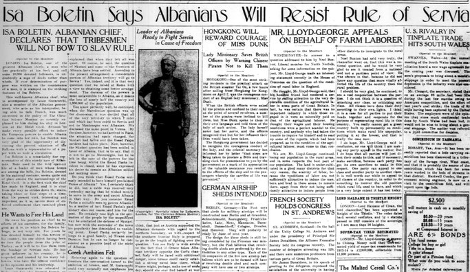 Burimi : The Christian Science Monitor, e mërkurë, 28 maj 1913, faqe n°2